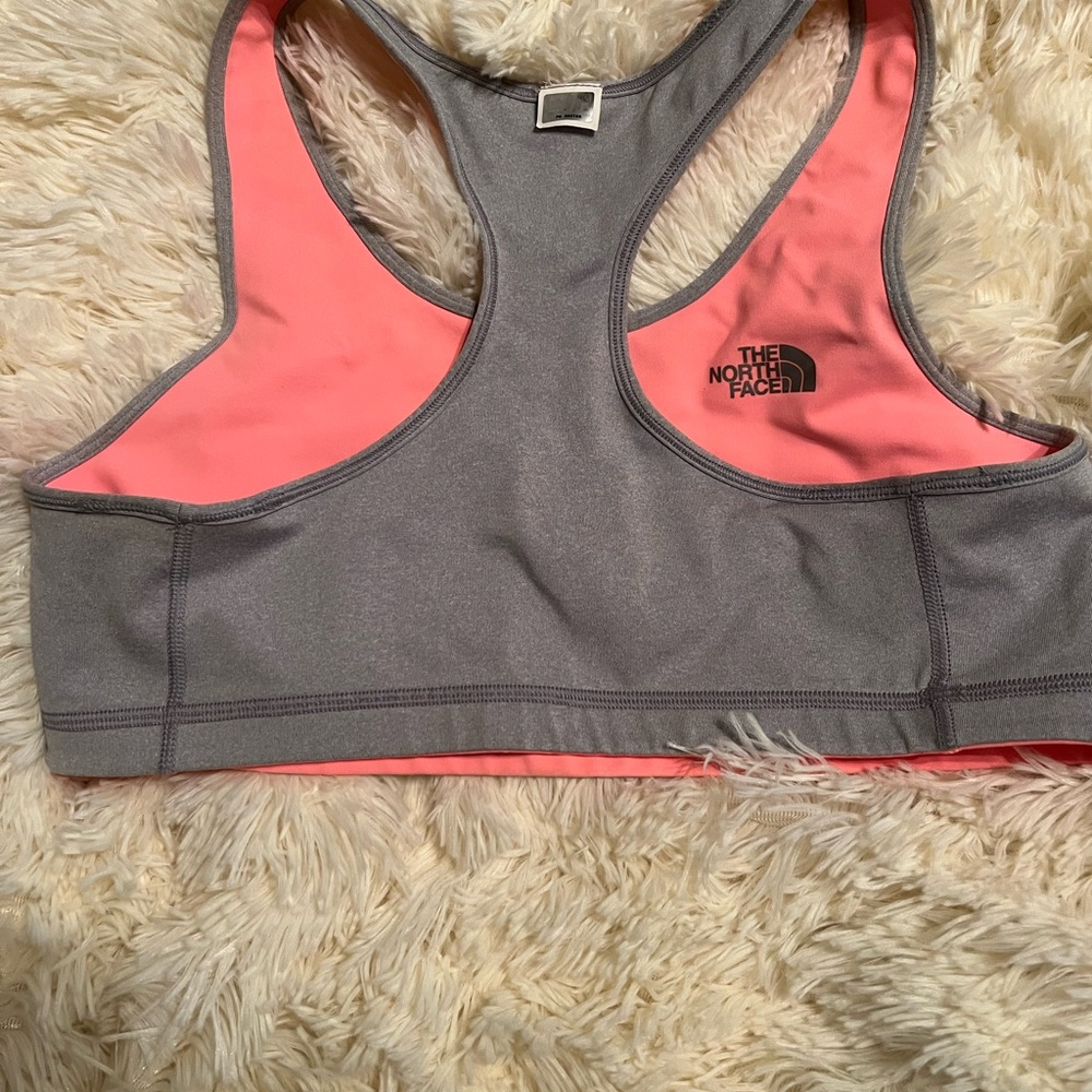 The North Face Women's Gray and Pink Sports Bra.  Reversible